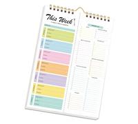 Tear Resistant Weekly Diet Organizer Notebook with Reinforced Coil Reusable Planning Pad Compact Vertical Design Diet Plan Notebook