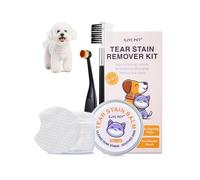 Tear Stain Remover Kit for Dogs & Cats - Includes Tear Stain Balm, Comb, Powder Brush, and 20 Cotton Pads - Gently Cleanses, Reduces Redness, Prevents Future Stains, and Protects Pet Eyes