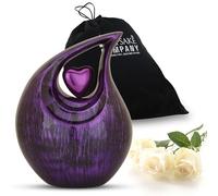Tear Urn for Ashes 2.5L - Black & Purple Aluminum with Heart Insert - Teardrop Urns for Human Ashes - Cremation Urns for Adult Male/Female - Decorative Burial & Funeral Urn