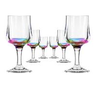 Teardrop 8oz Rainbow Acrylic Wine Glasses | Set of 6 | 8oz Stemware | Shatter Resilient | Safe for outdoor entertaining | Great for everyday use | Perfect for Cocktails