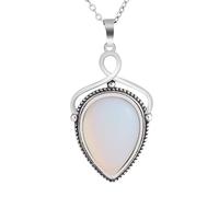 Teardrop Crystal Necklace for Women Men 26x45mm Pear Natural stone Healing Gemstone Pendant Necklace With 25 Inches Chain Statement handmade Jewelry gifts Opal