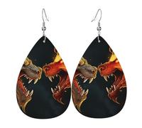 Teardrop Dangle Earrings Chic Cool Two Fighting Roaring Dragon Trendy Dangle Hoop Earrings Lightweight Holiday Earring For Beach Daily Wear Decoration