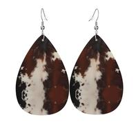 Teardrop Dangle Earrings Cowhide Western Americana Animal Print Trendy Dangle Hoop Earrings Luxurious Pierced Earring For Women Festival Beach