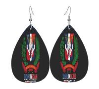 Teardrop Dangle Earrings Dominican Republic National Emblem Durable Leather Dangle Drop Earrings Luxurious Pierced Earring For Festival Decoration Women