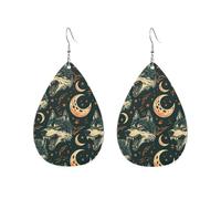 Teardrop Dangle Earrings Fierce Wolf And Moon Luxurious Dangle Hoop Earrings Trendy Drop Earring For Married Party Beach