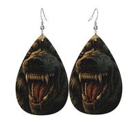 Teardrop Dangle Earrings Fiercely Wolf Howling Fashionable Dangle Hoop Earrings Durable Drop Earring For Women Married Beach