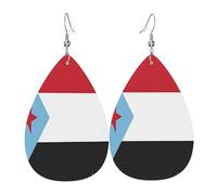 Teardrop Dangle Earrings Flag Of South Yemen Lightweight Faux Leather Earrings Luxurious Pierced Earring For Decoration Accessories Daily Wear