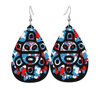 Teardrop Dangle Earrings Puerto Rico Sol Taino Flag Durable Dangle Hoop Earrings Colorful Leather Earring For Festival Women Daily Wear
