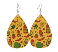 Teardrop Dangle Earrings Taco, Chili, Avocado, Tomato And Lemon Durable Leather Dangle Drop Earrings Fashionable Holiday Earring For Women Decoration Married