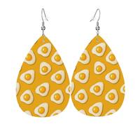 Teardrop Dangle Earrings Tasty Fried Egg Fashionable Faux Leather Earrings Colorful Holiday Earring For Women Accessories Beach