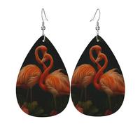 Teardrop Dangle Earrings Tropical Graceful Flamingo Couples Lightweight Dangle Hoop Earrings Colorful Holiday Earring For Daily Wear Beach Festival