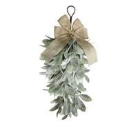 Teardrop Door Wreath, Rustic Spring Front Decor, Medium Size Artificial Greenery, PE Leaf Construction, Home Entrance Swag Accent, Wreath for Porch Patio Garden Wedding Holiday Party