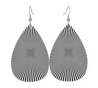 Teardrop Earring Black & White Optical Illusion Lightweight Leather Earrings Luxurious Holiday Earring For Married Party Beach