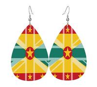 Teardrop Earring City Flag Colorful Leather Earrings Lightweight Drop Earring For Women Accessories Married
