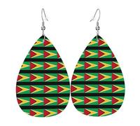 Teardrop Earring City Flag Colorful Teardrop Faux Leather Earrings Lightweight Pierced Earring For Daily Wear Party Beach