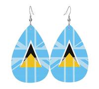 Teardrop Earring City Flag Fashionable Leather Earrings Luxurious Holiday Earring For Accessories Decoration Women