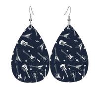 Teardrop Earring Crazy Electric Guitar Luxurious Teardrop Dangle Faux Leather Earrings Lightweight Leather Earring For Accessories Decoration Party
