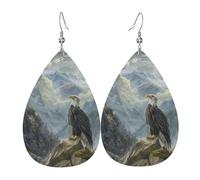 Teardrop Earring Light-Pierced Bird Over Craggy Peaks Trendy Dangle Hoop Earrings Lightweight Leather Earring For Party Decoration Festival