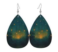 Teardrop Earring Light & Star Fashionable Teardrop Faux Leather Earrings Durable Pierced Earring For Married Party Beach