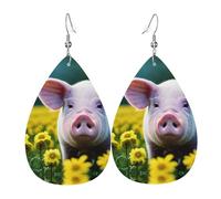Teardrop Earring Rape Flower Pig Durable Teardrop Faux Leather Earrings Trendy Leather Earring For Accessories Beach Married