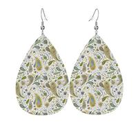 Teardrop Earring Sweet Pea Summer Pai-Sley Trendy Faux Leather Earrings Lightweight Drop Earring For Daily Wear Accessories Women