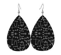 Teardrop Earrings Algebra Geometry Abstract Math Lightweight Teardrop Faux Leather Earrings Luxurious Holiday Earring For Party Beach Decoration