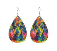 Teardrop Earrings Colorful Dachshund Dog Lightweight Faux Leather Earrings Colorful Leather Earring For Accessories Beach Festival