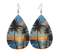 Teardrop Earrings Faux Leather Large Earrings for Women Dangle Earrings Summer Earrings Concert Party Decor - Tropical Sunset