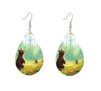 Teardrop Earrings For Women Animals Butterfly Pink Aqua Rainbow Pattern Double-Sided Dangle Earring for Women, Lightweight Wood Earrings Birthday Friendship Jewelry, Wood, No Gemstone