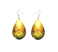 Teardrop Earrings For Women Animals Butterfly Pink Aqua Rainbow Pattern Double-Sided Dangle Earring for Women, Lightweight Wood Earrings Birthday Friendship Jewelry, Wood, No Gemstone