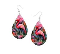 Teardrop Earrings For Women Animals Butterfly Pink Aqua Rainbow Pattern Double-Sided Dangle Earring for Women, Lightweight Wood Earrings Birthday Friendship Jewelry, Wood, No Gemstone