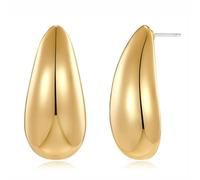 Teardrop Earrings for Women, Small Water Drop Stud Earrings, Chunky Gold Plated Statement Jewelry for Wedding Party Daily Wear, 2cm Golden 2