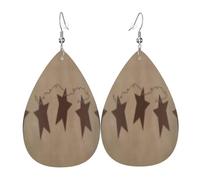 Teardrop Earrings Texas Brown Rusty Stars Primitive Country Durable Leather Earrings Lightweight Drop Earring For Decoration Party Daily Wear