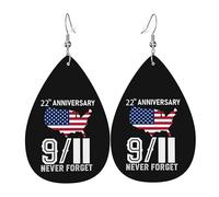 Teardrop Leather Earring 911 Never Forget 22Th Anniversary Drop Leather Earrings Ornament Tear Drop Earring Fashion For Anniversary Daily Wear 2 Pairs
