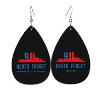 Teardrop Leather Earring 911 September 11Th We Will Never Forget Tear Drop Earring Lightweight Hookearrings Women For Anniversary Party 2 Pairs