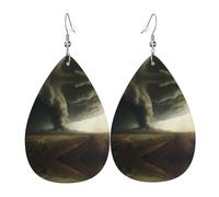 Teardrop Leather Earring A Massive Tornado Pattern Drop Leather Earrings Stylish And Beautiful Hookearrings Lightweight For Wife Birthday Anniversary For Women Girls