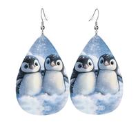 Teardrop Leather Earring A Pair Of Little Penguins Pattern Hookearrings Women Tear Drop Earring Ornament For Wife Birthday Anniversary For Women Girls