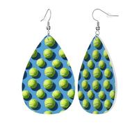 Teardrop Leather Earring Abstract Baseball Green Print Drop Leather Earrings Fashion Hookearrings Women For Anniversary Party 2 Pairs
