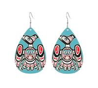 Teardrop Leather Earring Abstract Thunderbird Indigenous Tribe Drop Leather Earrings Women Tear Drop Earring Trendy For For Birthday Party Anniversary