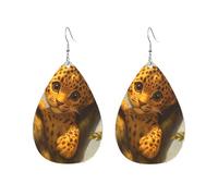 Teardrop Leather Earring Adorable Leopard Cub Hookearrings Ornament Tear Drop Earring Trendy For Anniversary Women Girls Daily Wear