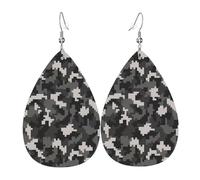 Teardrop Leather Earring Arctic Digital Camo Drop Leather Earrings Lightweight Hookearrings Fashion For Daily Wear Anniversary Party