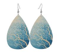Teardrop Leather Earring Artistic White Coral Reef Tear Drop Earring Trendy Hookearrings Stylish And Beautiful For Women Girls Anniversary Birthday