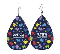 Teardrop Leather Earring Autism Autistic Awareness Tear Drop Earring Lightweight Drop Leather Earrings Stylish And Beautiful For Daily Wear For Women Girls Party