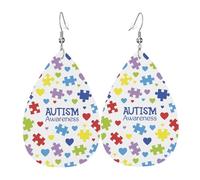 Teardrop Leather Earring Autism Autistic Awareness Tear Drop Earring Women Hookearrings Ornament For Women Girls Anniversary For Birthday
