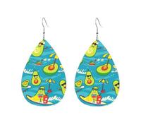 Teardrop Leather Earring Avocado For Summer Seaside Vacation Hookearrings Ornament Drop Leather Earrings Women For Women Girls Party 2 Pairs