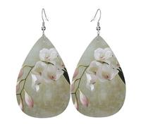 Teardrop Leather Earring Bell Orchid Print Teardrop Dangle Earrings Stylish And Beautiful Hookearrings Trendy For Party Birthday Daily Wear