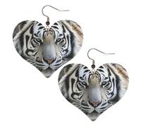 Teardrop Leather Earring Black And White Tiger Heart Drop Leather Earrings Ornament Tear Drop Earring Fashion For Wife Birthday For Birthday Anniversary