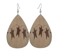 Teardrop Leather Earring Brown Vintage Rusty Stars Primitive Country Drop Leather Earrings Ornament Hookearrings Women For Party For Birthday Wife Birthday