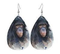 Teardrop Leather Earring Chimpanzee Monkey Hookearrings Stylish And Beautiful Tear Drop Earring Trendy For Anniversary Wife Birthday Party