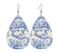 Teardrop Leather Earring Chinoiseries Ancient Rural Courtly Manor Pattern Tear Drop Earring Lightweight Hookearrings Fashion For Daily Wear For Birthday For Women Girls